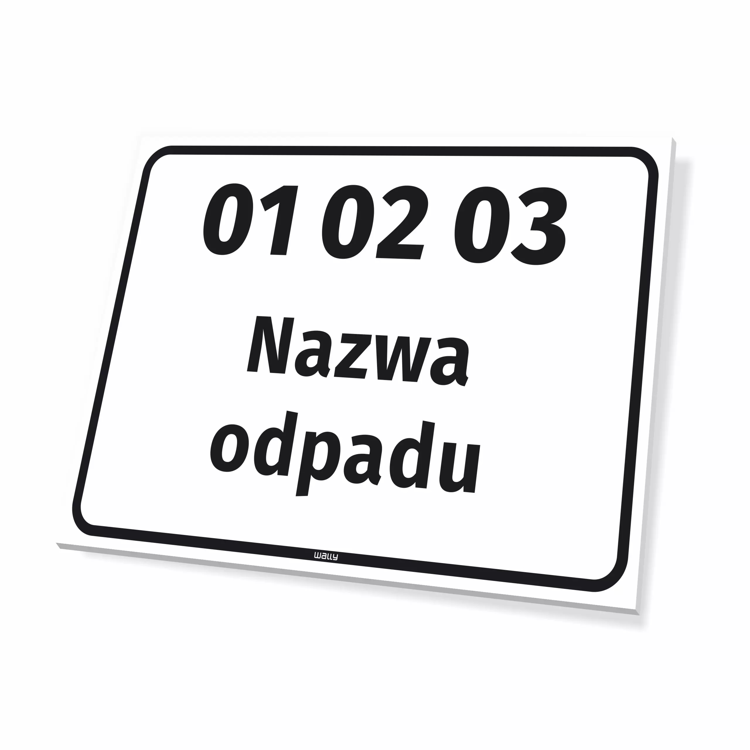 Tabliczka na kosz z numerem i kodem odpadu