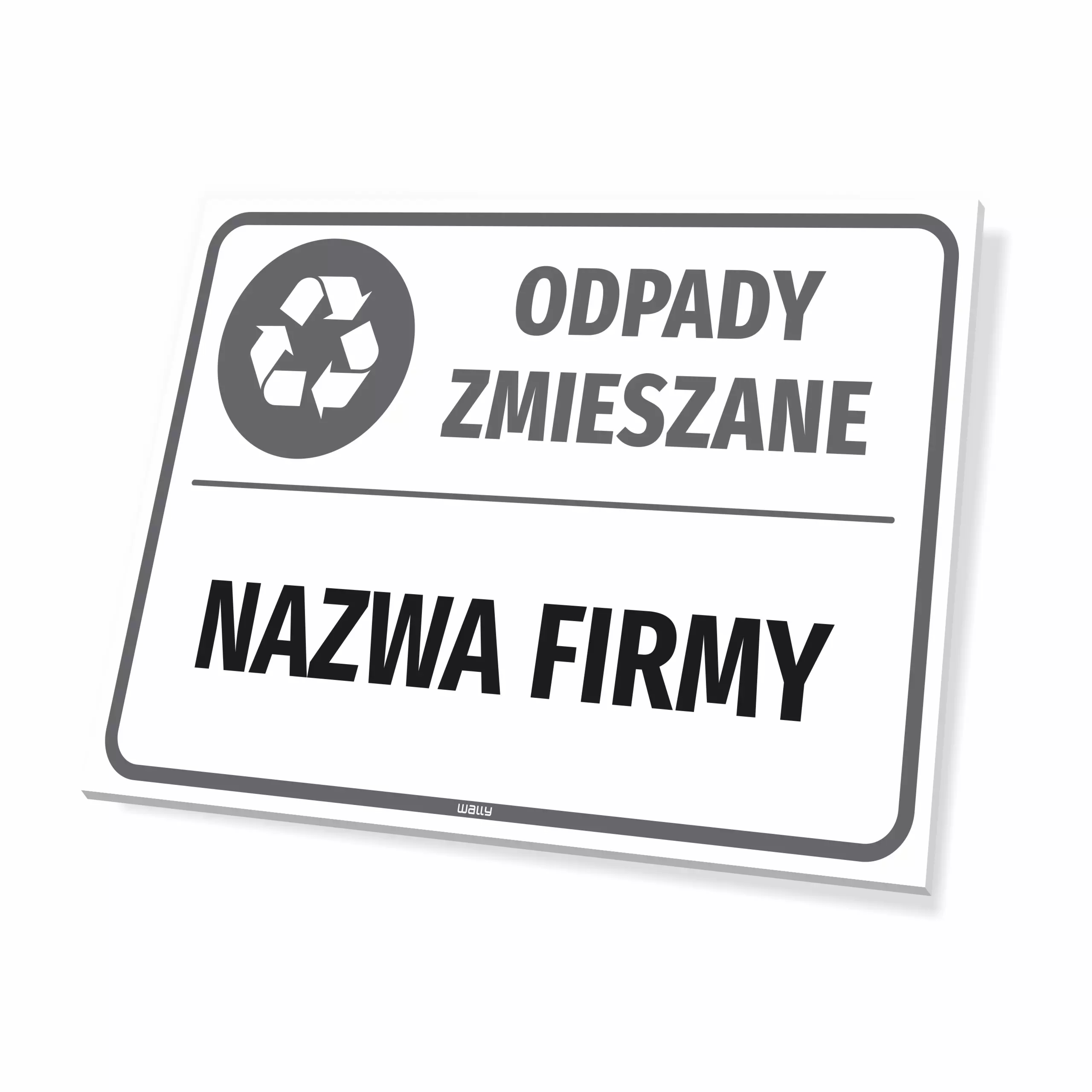 Tabliczka: oznaczenie na kosz - Odpady zmieszane, nazwa firmy