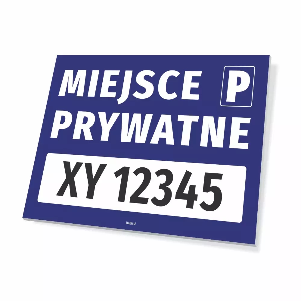 Tabliczka parkingowa: Miejsce prywatne, z polem na nr rejestracyjny pojazdu