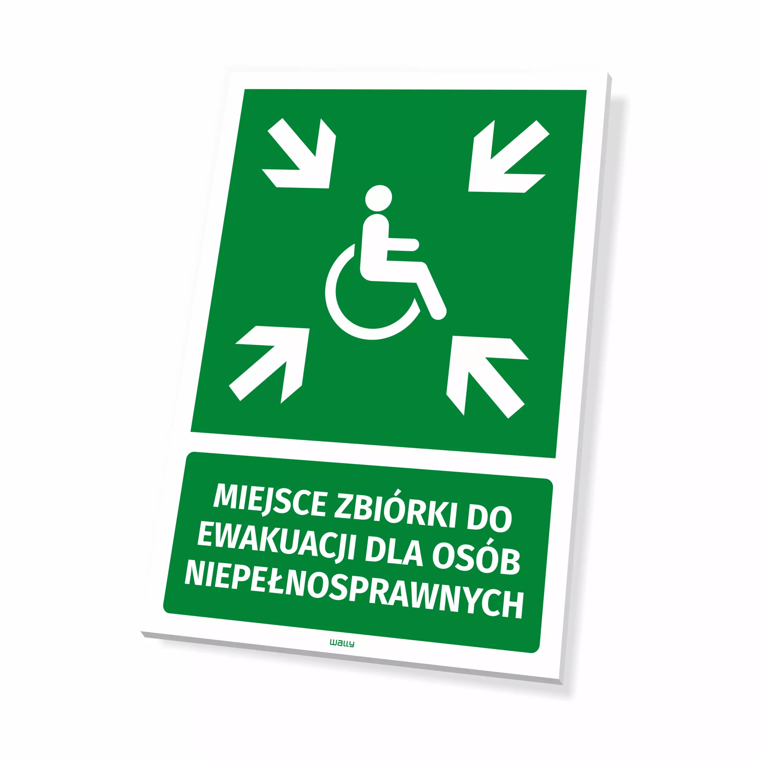Tabliczka: miejsce zbiórki do ewakuacji dla osób niepełnosprawnych