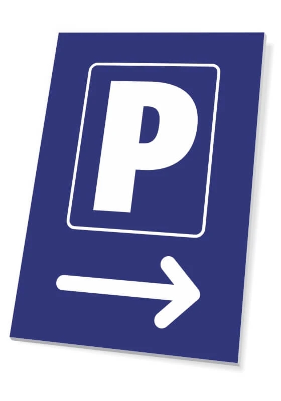 Tabliczka: Parking, strzałka w prawo