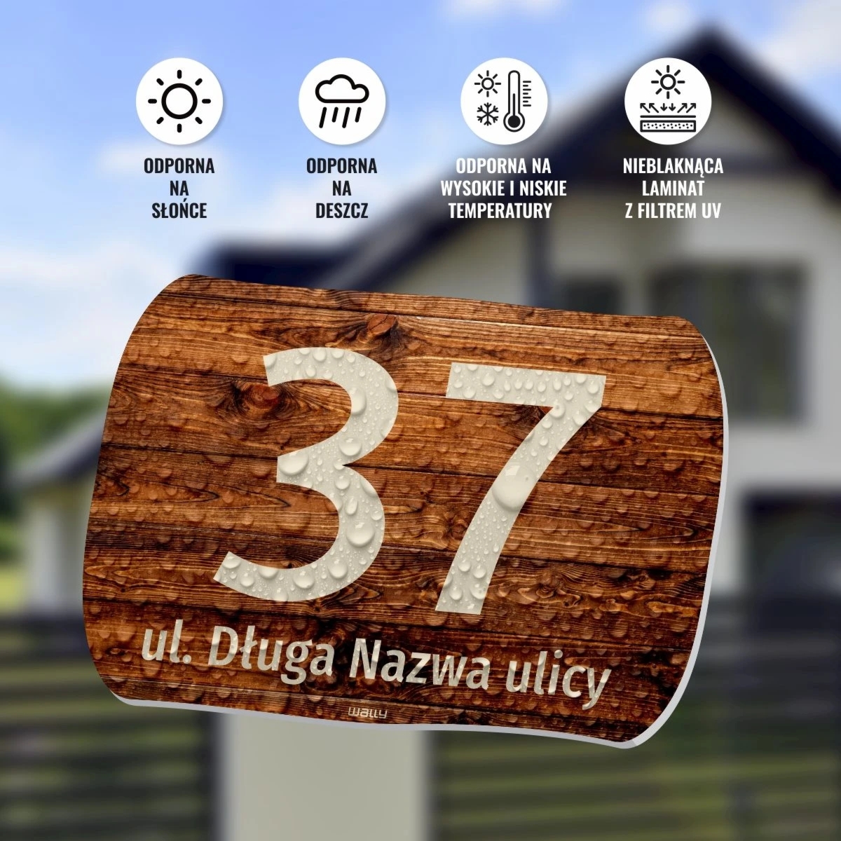 Tabliczka na dom, posesję, ogrodzenie, z numerem, ulicą