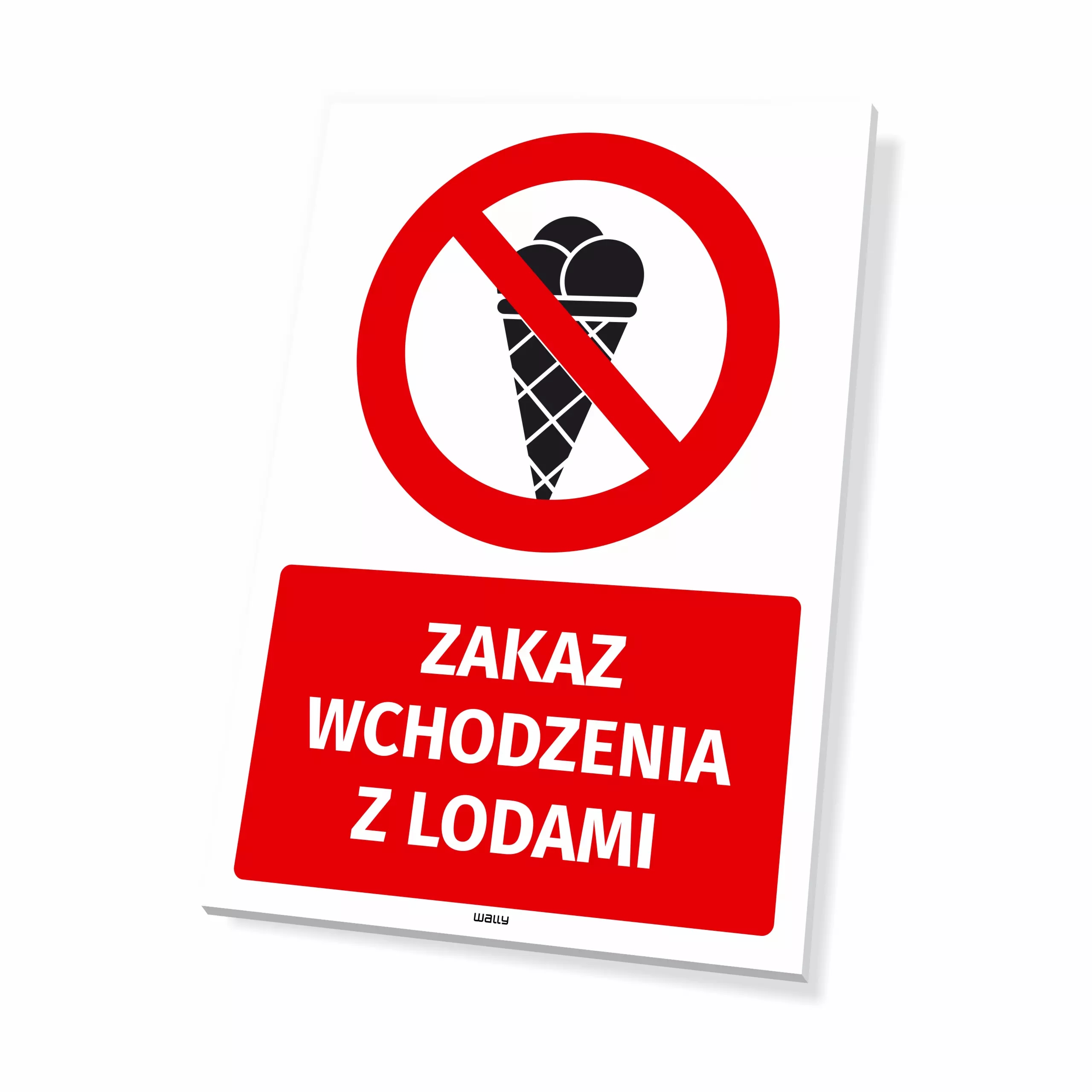 Tabliczka: Zakaz wchodzenia z lodami