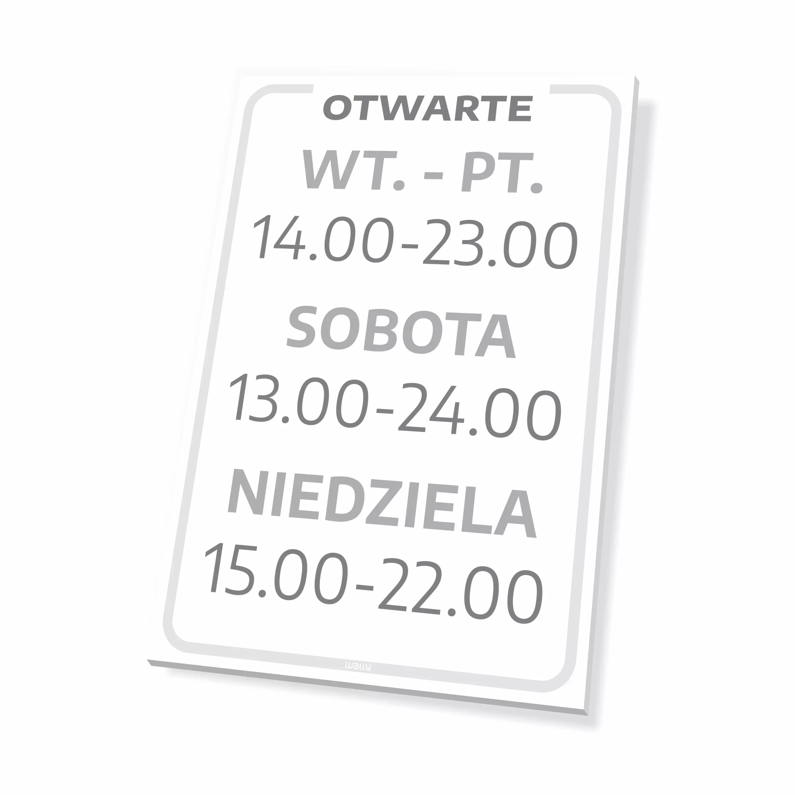 Tabliczka dla sklepu - otwarte z dniami, godzinami handlu