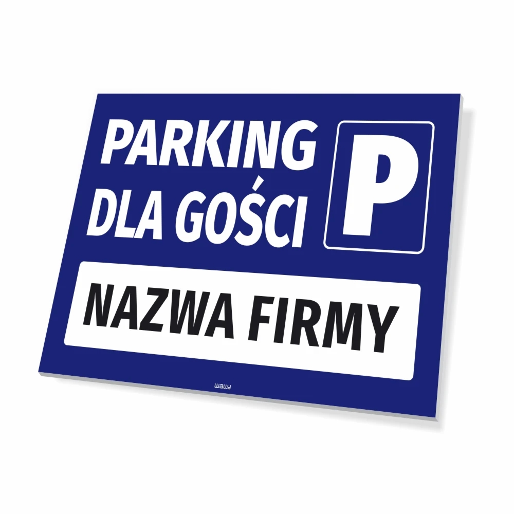 Tabliczka parkingowa: Parking dla gości, z polem na nazwę firmy, sklepu, instytucji
