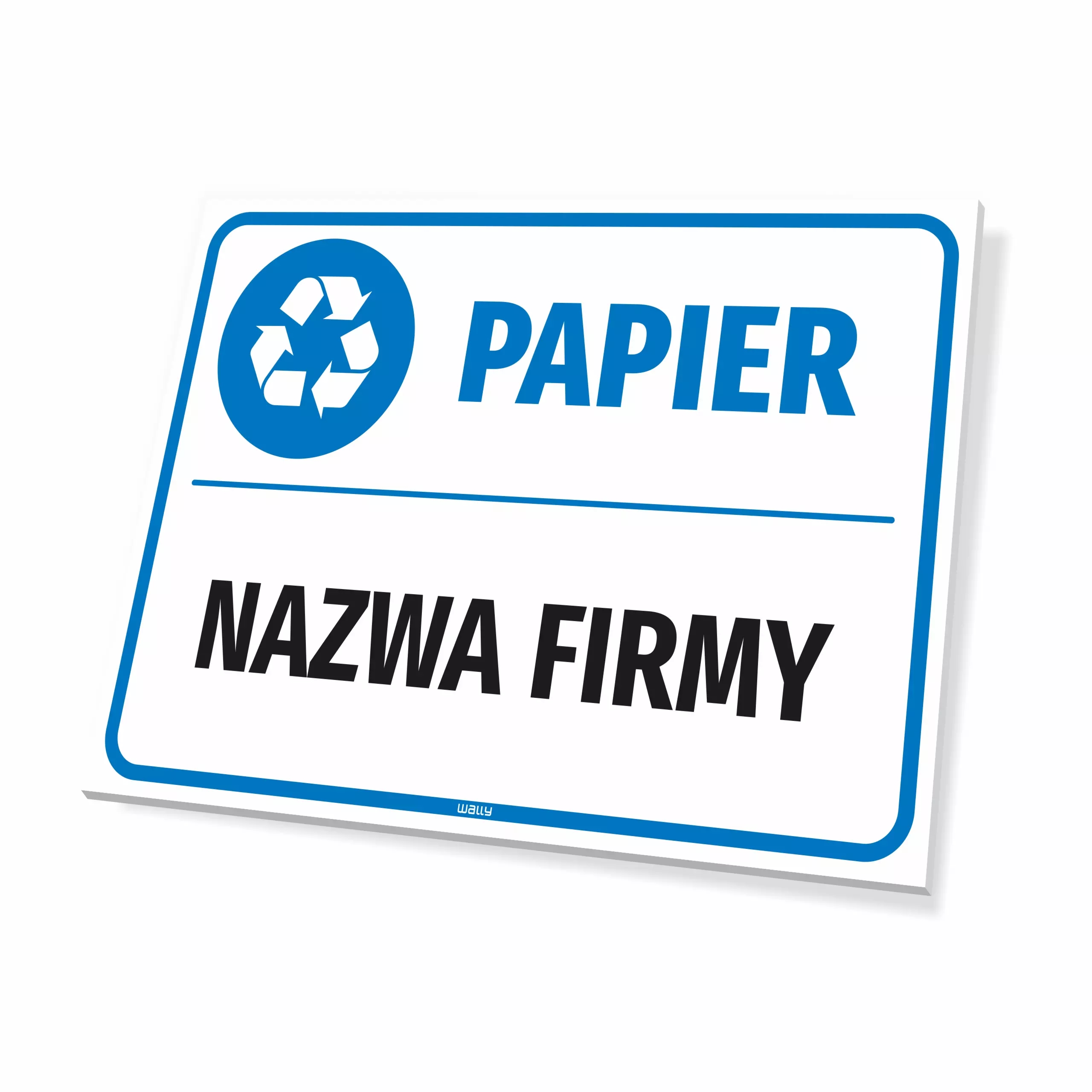 Tabliczka: oznaczenie na kosz - papier, nazwa firmy