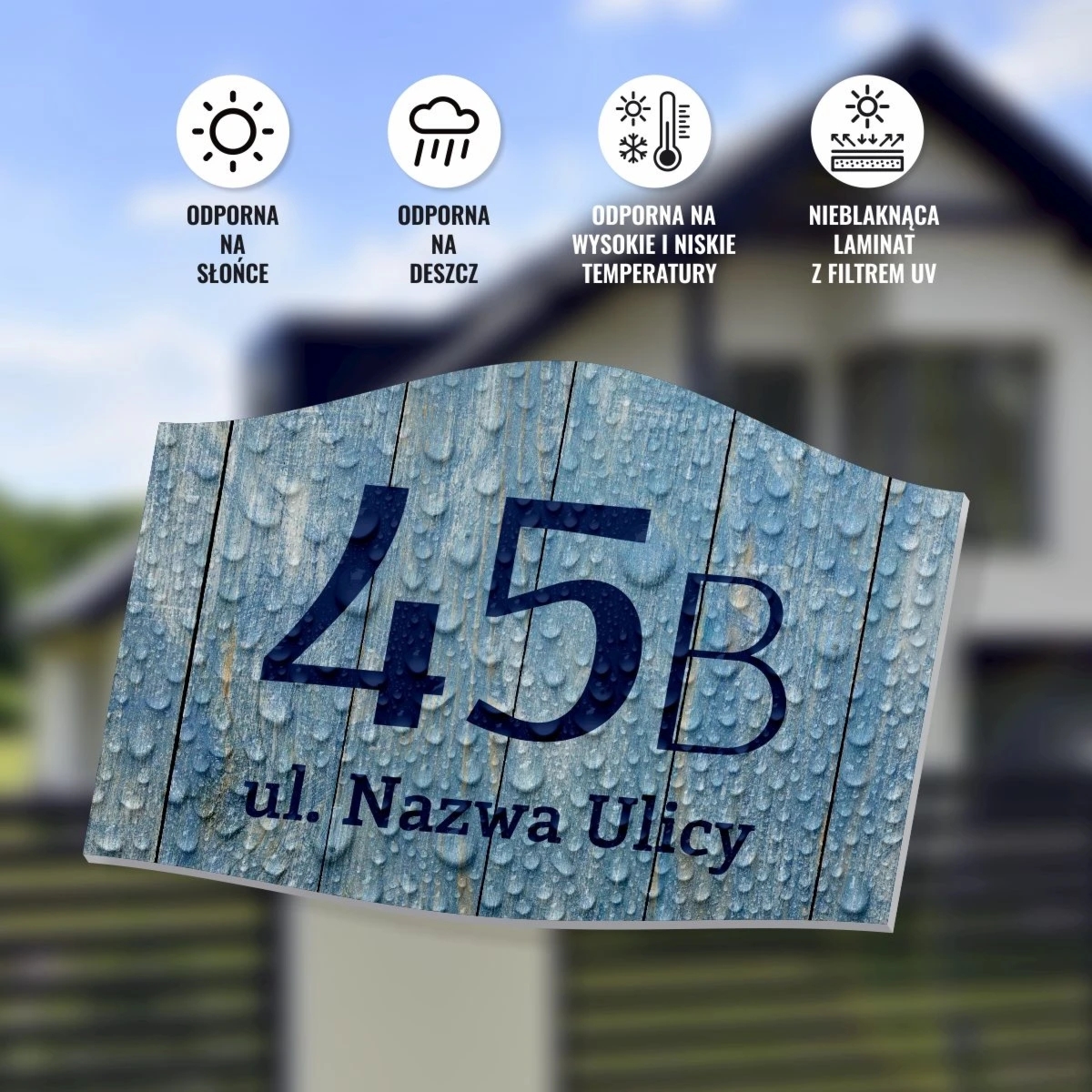 Tabliczka na dom, budynek, ogrodzenie, z numerem posesji