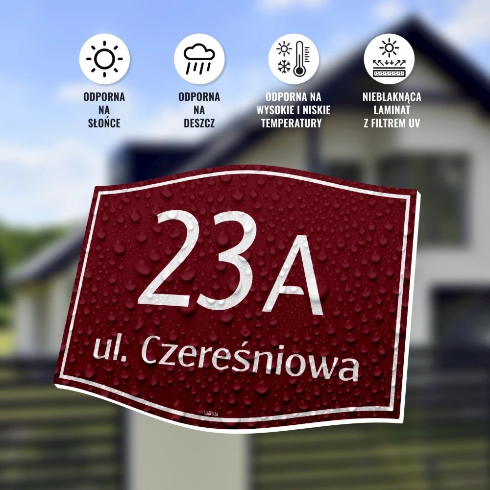 Tabliczka na dom, budynek, ogrodzenie, z adresem i numerem