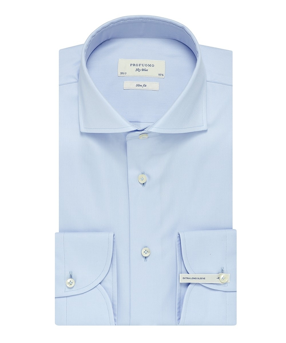 Extra długa błękitna koszula taliowana (slim fit) 37