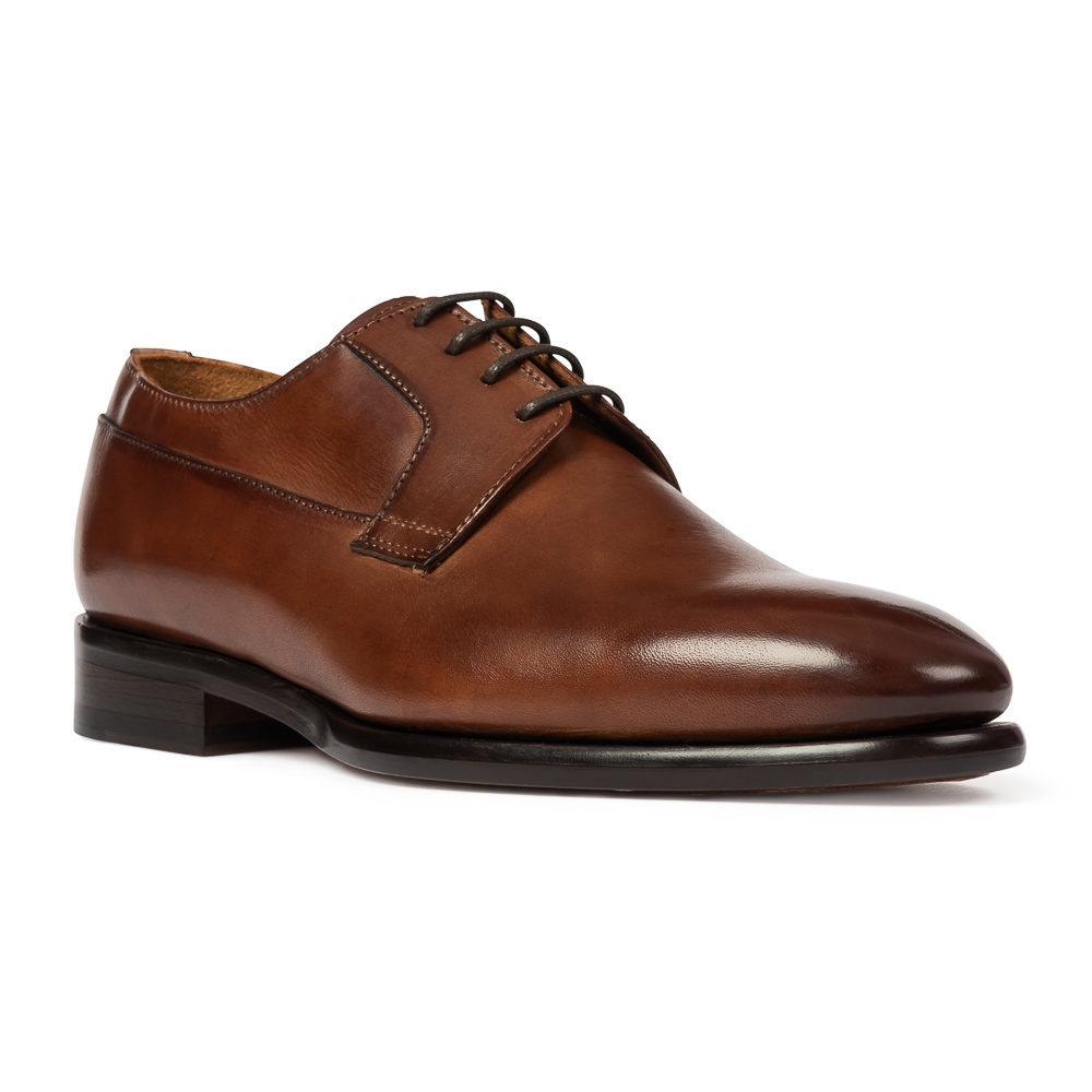 Image of Brązowe eleganckie buty męskie typu Derby Van Thorn - ręcznie wykańczane 45