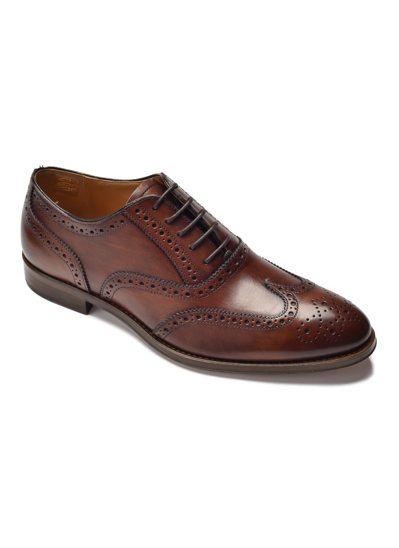 Image of Eleganckie brązowe skórzane buty męskie typu brogue VAN THORN 40