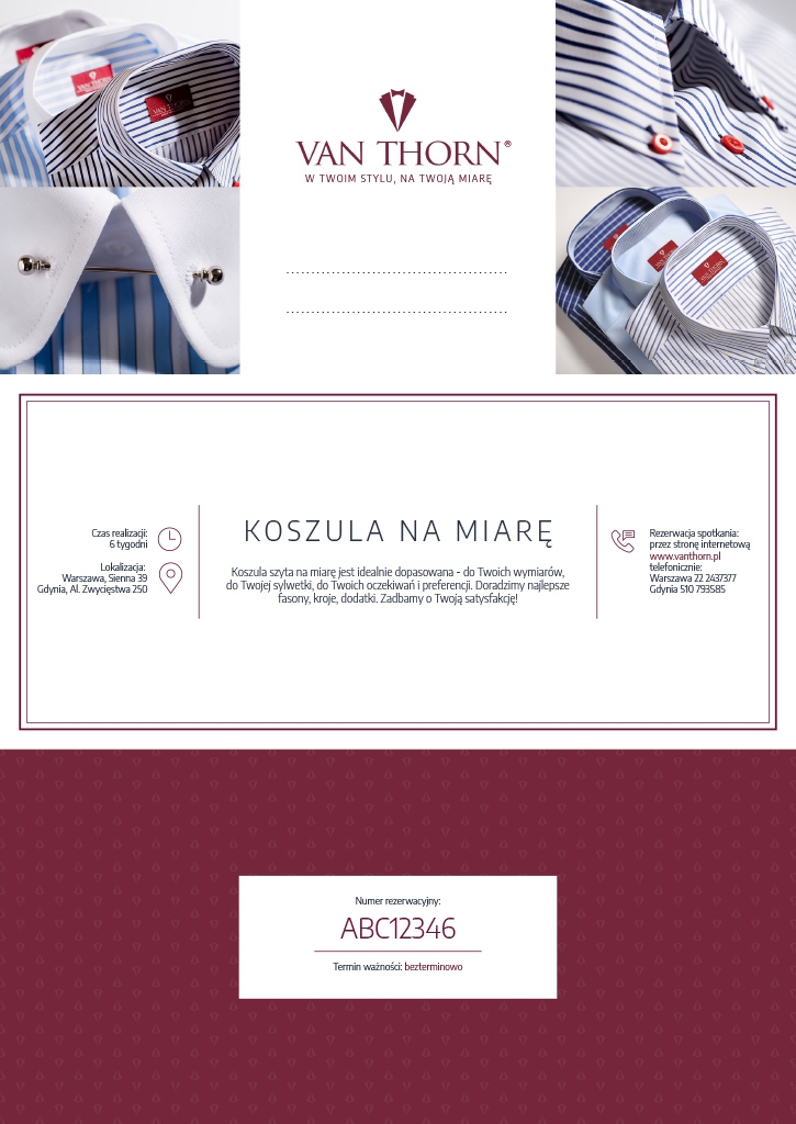 Image of Karta podarunkowa na koszulę szytą na miarę VAN THORN z monogramem E-voucher (PDF)