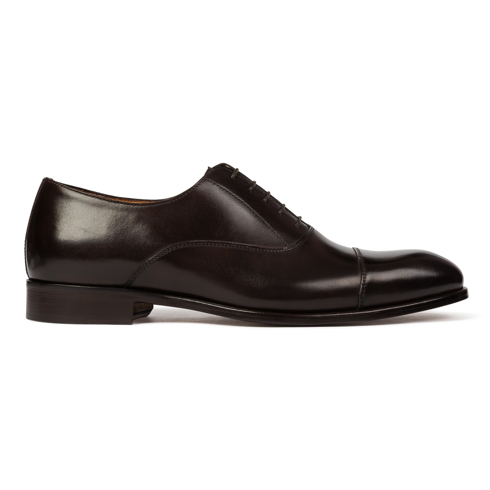 Image of Eleganckie ciemnobrązowe skórzane buty męskie typu Oxford VAN THORN 39