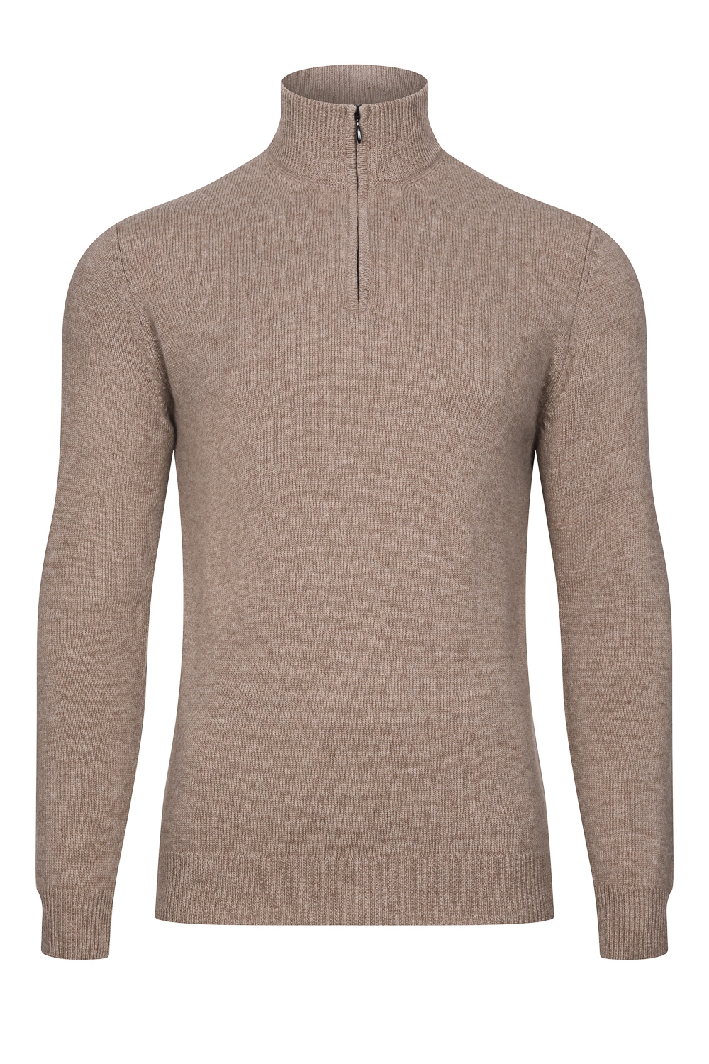 Image of brązowy sweter z wełny merynos z suwakiem 7xl