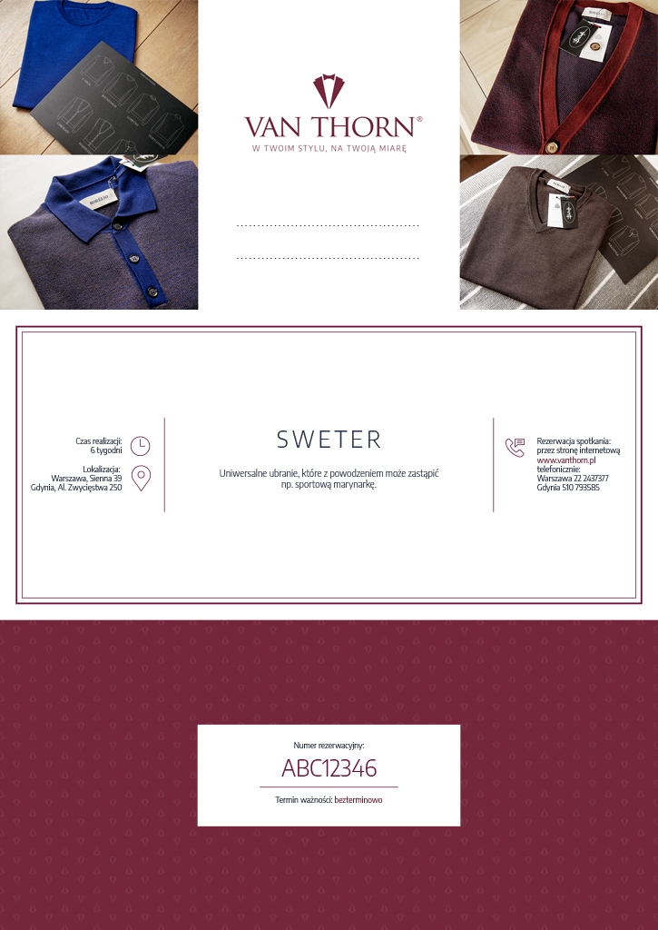 Image of Karta podarunkowa na sweter LUXURY szyty na miarę E-voucher (PDF)