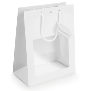 10 x Biała torba lakierowana 10 szt. z okienkiem 180x227x100