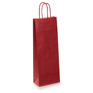 50 x Torba papierowa na wino czerwona 140x390x80 mm, 50 szt