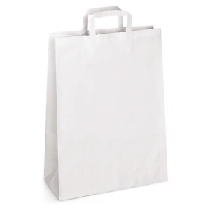 250 x Torba papierowa biała 80 g/m2 220x290x100, z płaskim uchwytem
