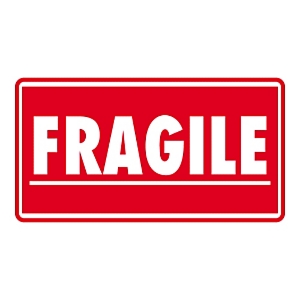 Ostrzegawcze etykiety na paczki "Fragile" 500 szt na rolce