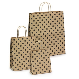 50 x Torba kraft w kropki ze skręconymi uchwytami 180x220x80mm