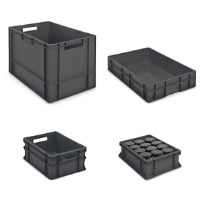 Pojemnik plastikowy Euro z recyklingu 600x400x400 mm, pojemność 76l