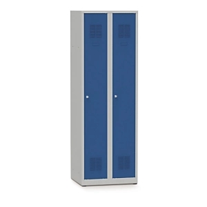 Szara szafka 1-komorowa 500x600x1900 mm na nóżkach z 2 drzwiami, typ zamka 2