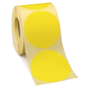 Żółte etykiety 70mm 500 szt na rolce