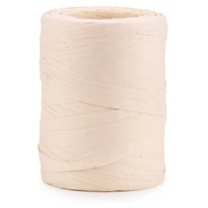 Papierowa wstążka z efektem rafii naturalnej, kość słoniowa 8mm x 100m