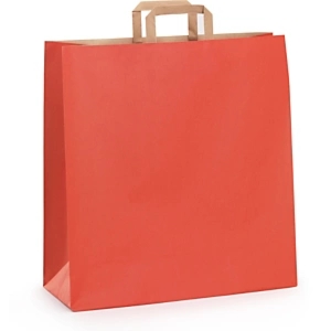 100 x Torba papierowa czerwona 110 g/m2 z brązowymi uchwytami 450x480x170 mm, 100 sztuk