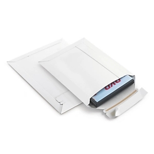100 x Koperta z tektury litej z samprzylepnym zamknięciem 318x453 mm RAJA biała, otwarcie na krótkim boku