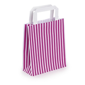 50 x Torba z papieru kraft prążkowana różowa 190x220x80 mm, 50 szt.