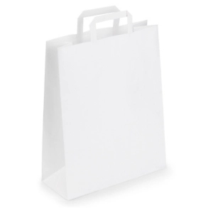 250 x Torba papierowa biała 90 g/m2 320x410x130, z płaskim uchwytem
