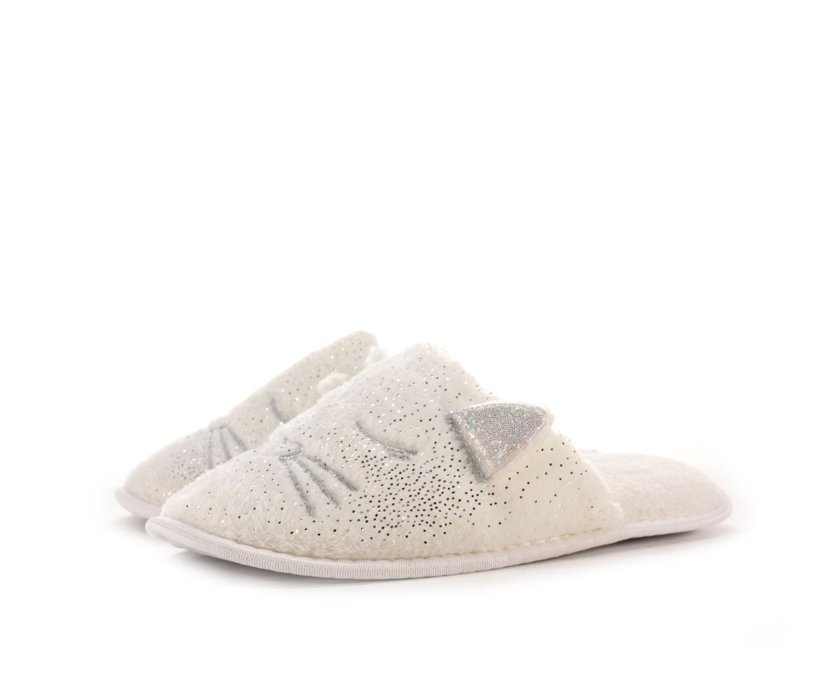 Pantofle damskie News, biały