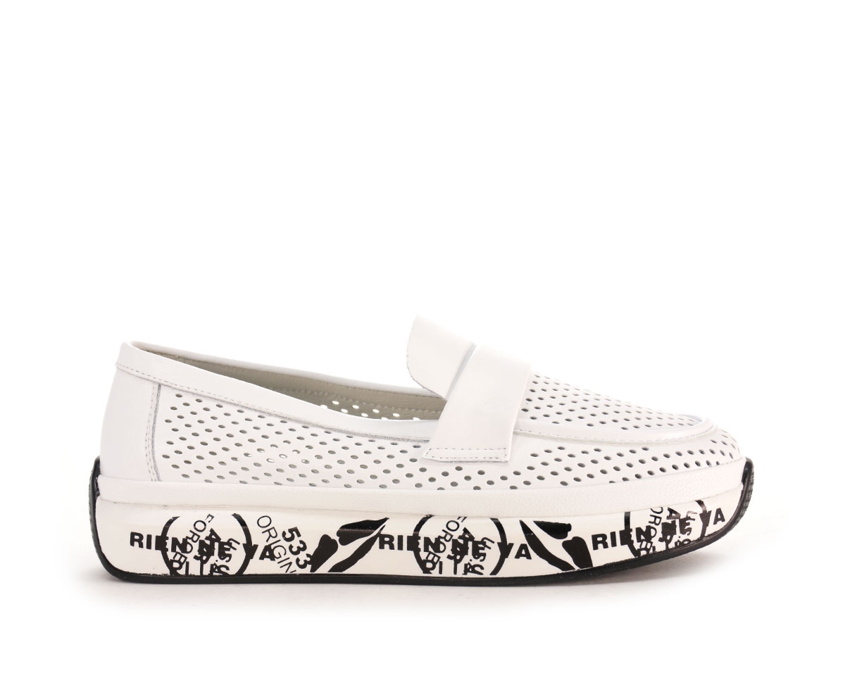 Mokasyny damskie , biały + czarny