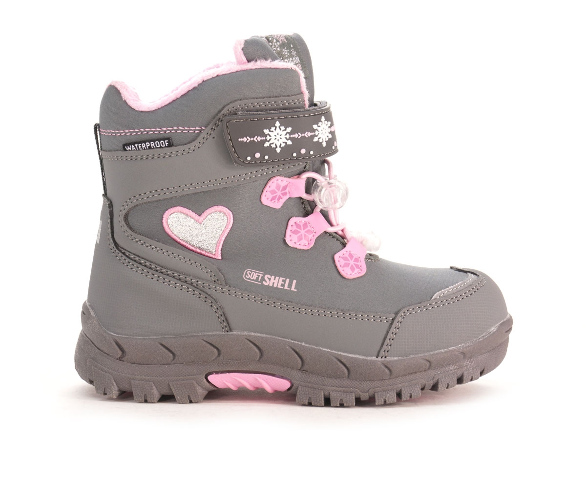 Śniegowce dziecięce American club, szary + róż