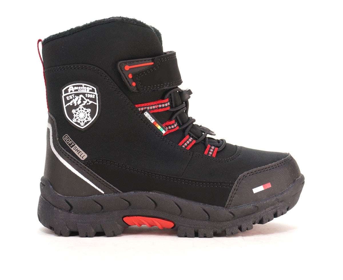 Śniegowce dziecięce American club, czarny + czerwony