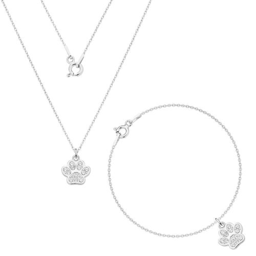 Komplet z psią łapką z kryształami swarovski /274/