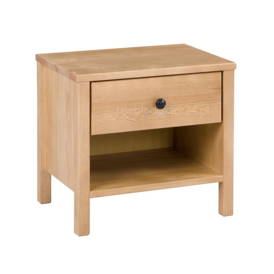 Stolik nocny z drewna sosnowego z szufladką Prestige