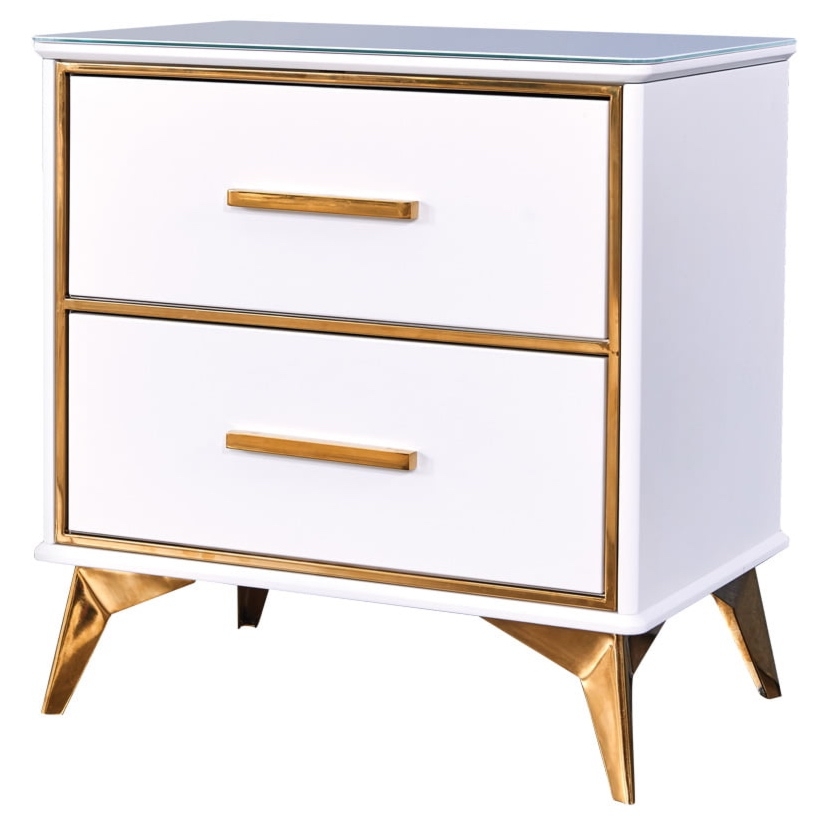 Dwuszufladowa szafka nocna Laval w stylu glamour