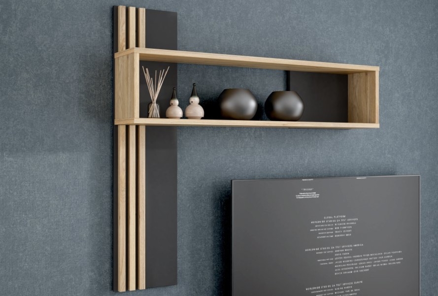 Ozdobna półka ścienna z lamelami Joakimis 01