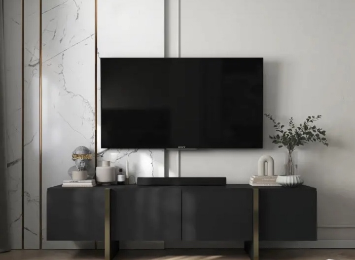 Szafka RTV na płozach Kenzo czarny mat