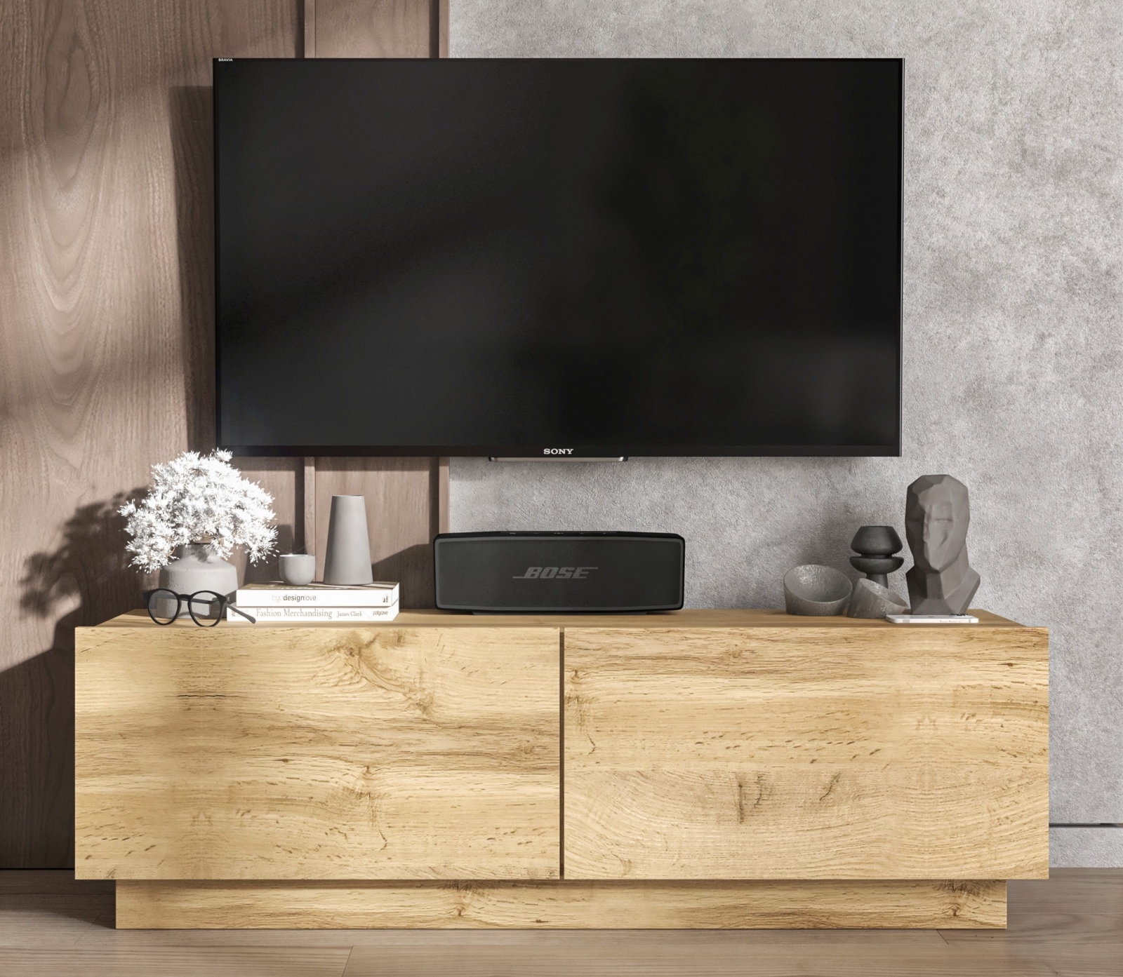 Dwudrzwiowa szafka RTV na cokole Enjoy dąb artisan