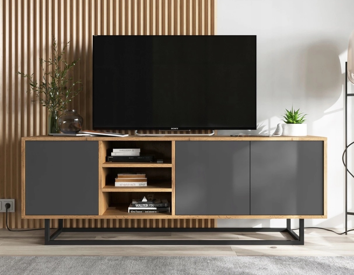 Loftowa szafka RTV Apollo 44 dąb wotan/grafit