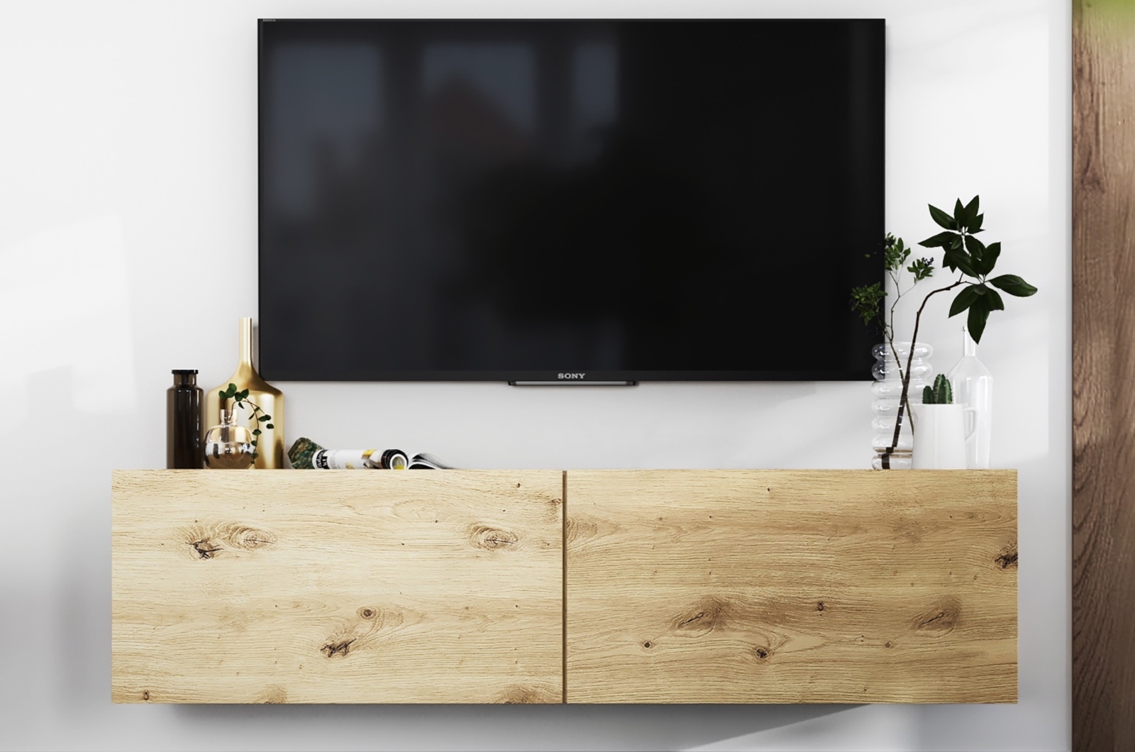 Dwudrzwiowa szafka RTV wisząca Enjoy dąb artisan