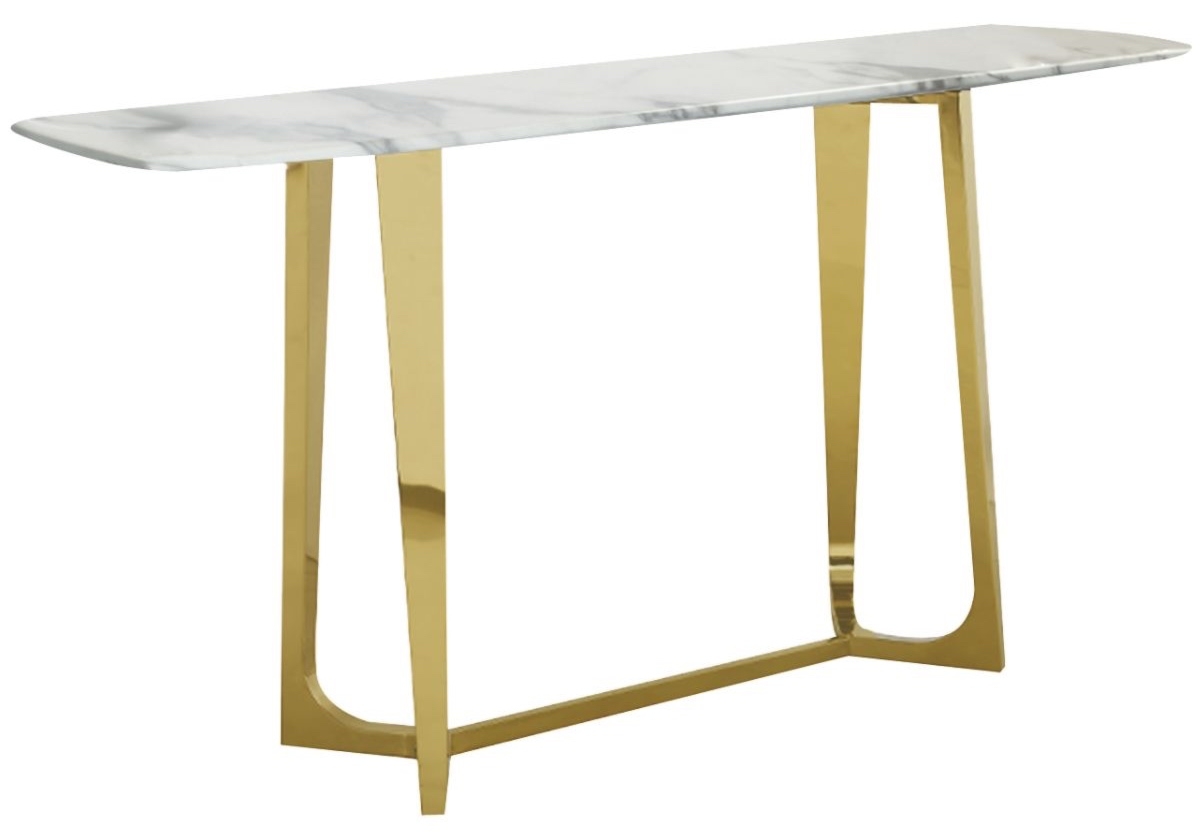 Marmurowa konsola na złotych płozach Roseta 150 biała