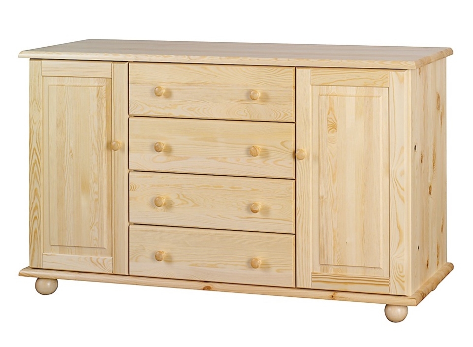 Komoda z drewna sosnowego na kulach Roxana
