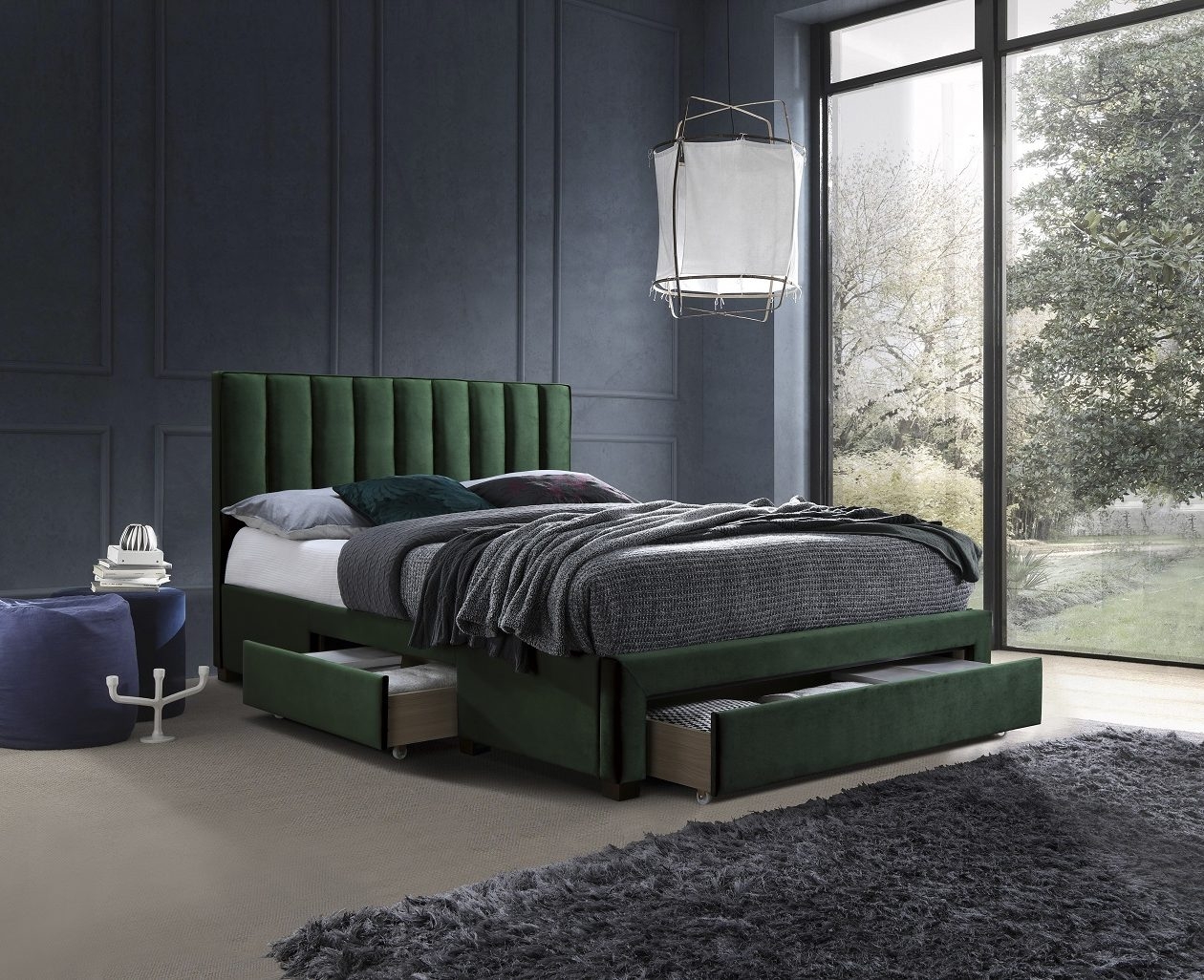 Фото - Ліжко Halmar Kontynentalne łóżko sypialniane z szufladami Grace 