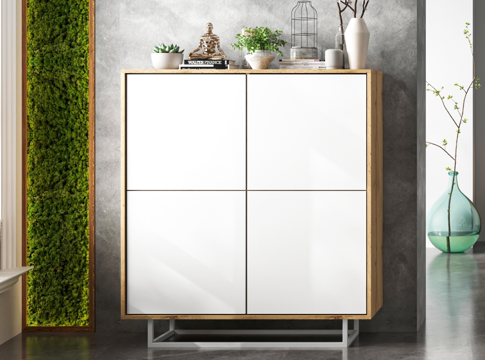 Wysoka komoda w stylu loft Apollo 97 dąb wotan/biały