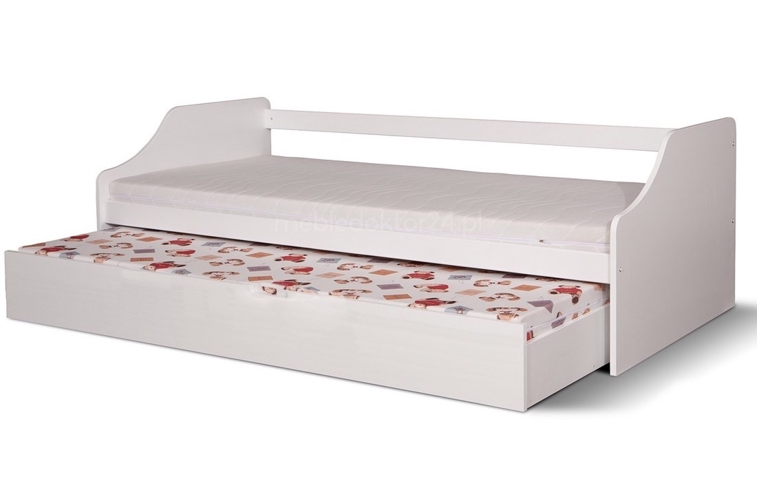 Białe sosnowe łóżko z dodatkowym spaniem Felix