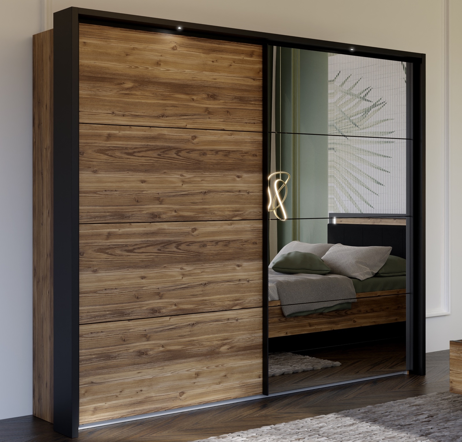 Duża szafa przesuwna z lustrem 270 cm Hayato 12411